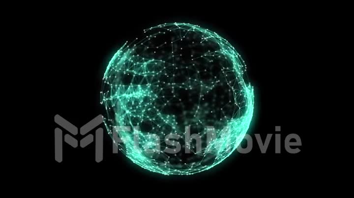 Animated abstract sphere from connected white dots