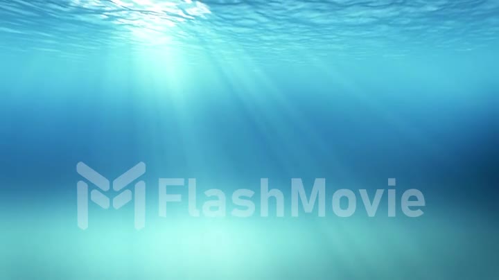 Blue waves, slow motion ocean surface seen from underwater