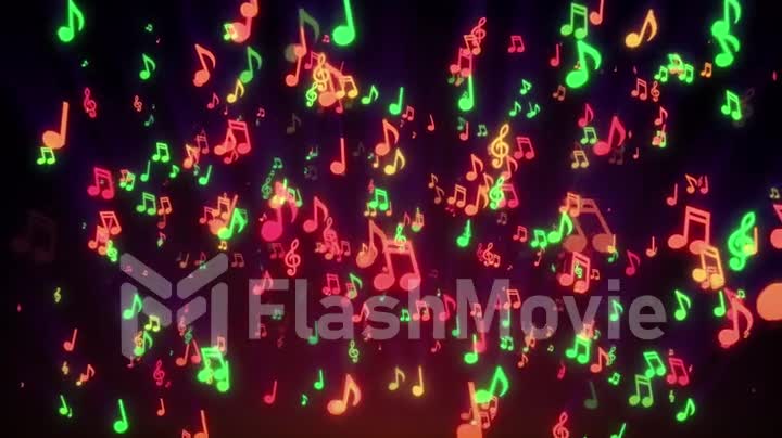 Colorful musical notes for music videos