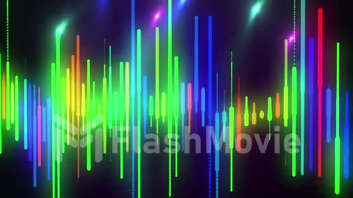 High Definition CGI motion backgrounds ideal for editing, led backdrops or broadcasting featuring some animation of colorful bars on a black background.