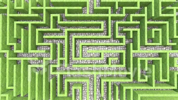 Seamless flight over labyrinths from grass walls