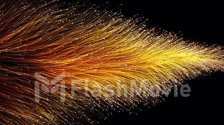 Abstract orange particles of optical fiber