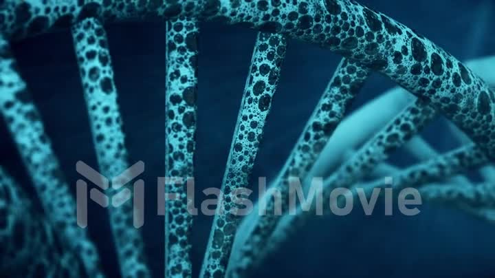 Blue background with rotating DNA close up