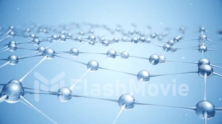 Seamless loop animation slow moving of molecules or network from glass and crystal