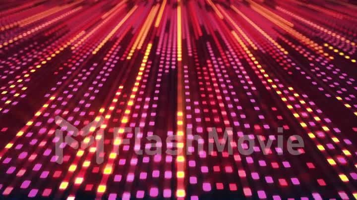 Abstract background of glowing neon squares in retro style