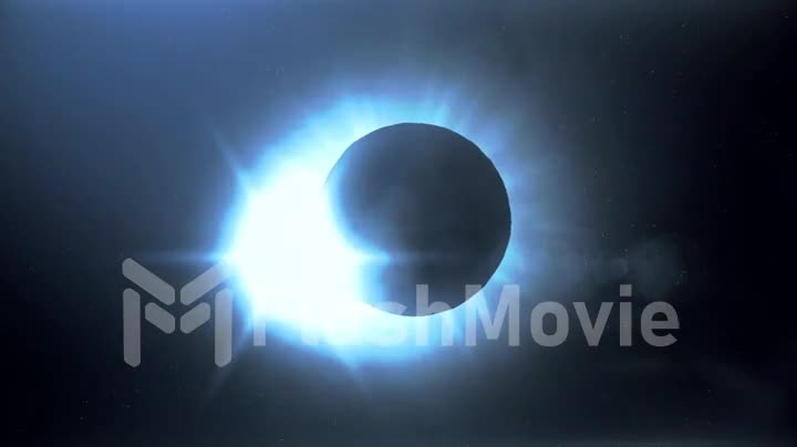 Total solar eclipse the moon closes the sun in blue