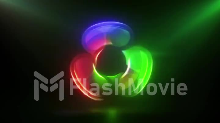 Glowing rotating red green and blue spinner