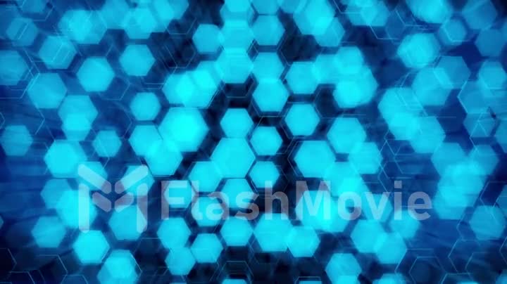 Abstract technological background of glowing hexagons