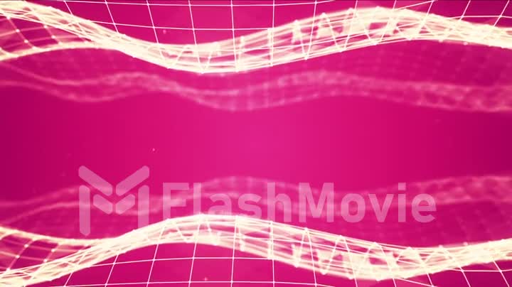 Abstract polygonal space low poly Bright pink color background with connecting dots and lines