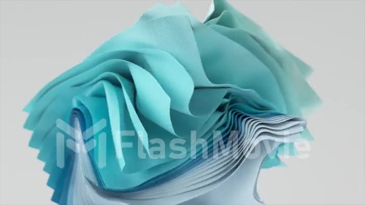Fashion concept. Abstract background with fluttering drapery, flying folded square pieces of fabric. Grey blue color