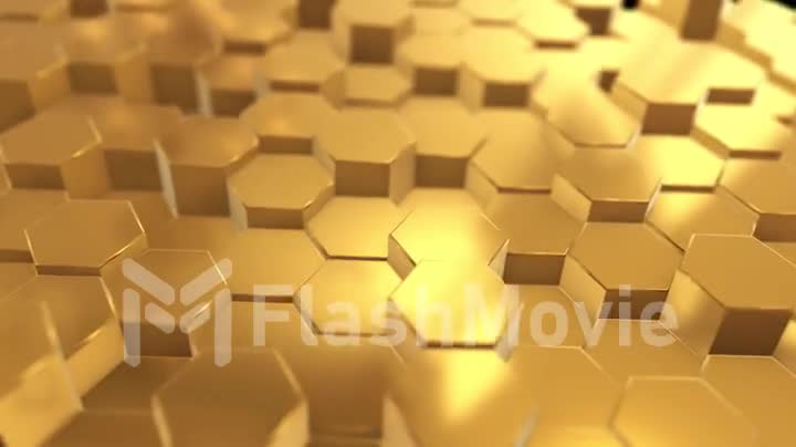 Abstract background made of shining golden hexagons
