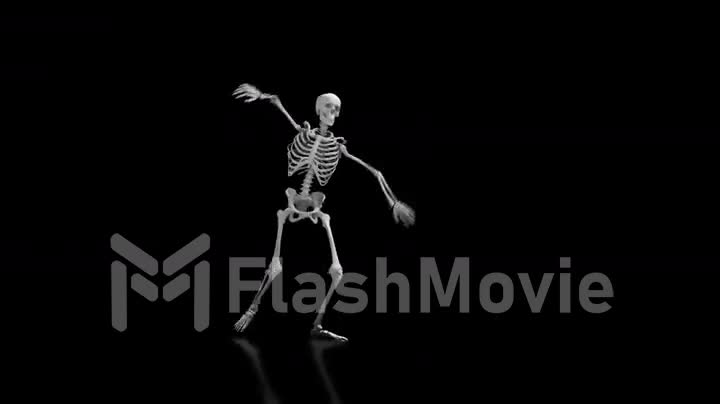 Skeleton dancing on isolated black background