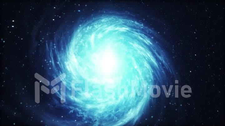 Rotating spiral galaxy with stars in outer space