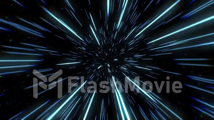 Abstract of warp or hyperspace motion in blue star trail. Exploding and expanding movement