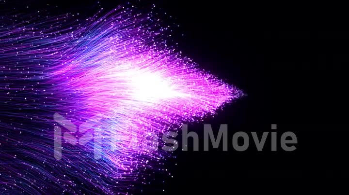 Abstract blue purple particles of optical fiber