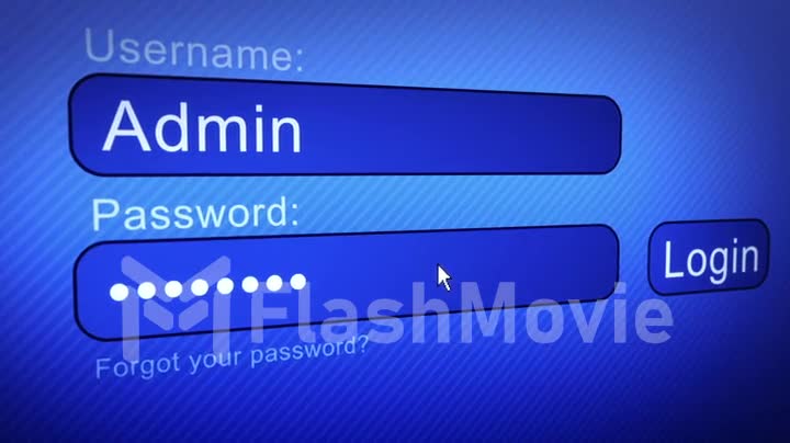 Login and password are printed on the login page