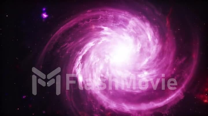 Spiral red galaxy, animation of Milky Way