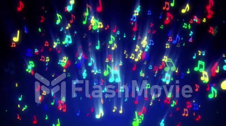 Colorful musical notes for music videos