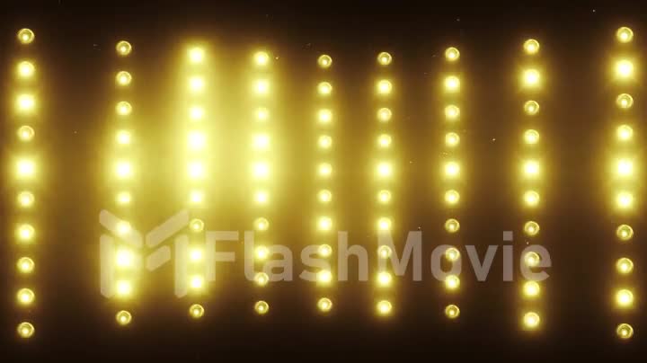 A wall of light projectors, a flash of light
