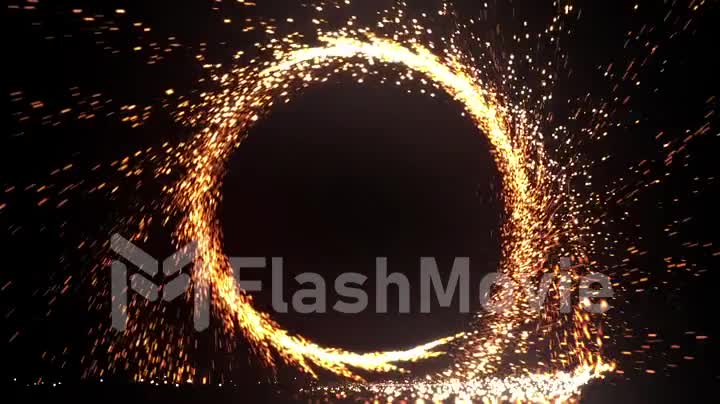 Animation of abstract fire ring of fire flame fireworks burning