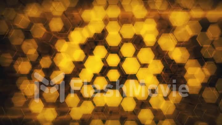 Abstract technological background of glowing hexagons