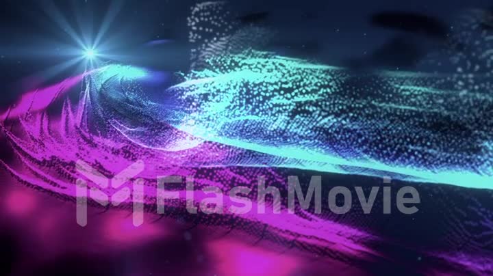 Abstract motion background, shining lights, energy waves and particles