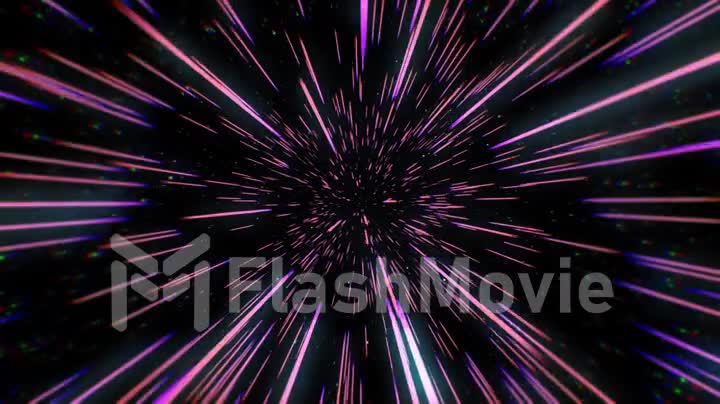 Abstract retro color of warp or hyperspace motion in blue star trail
