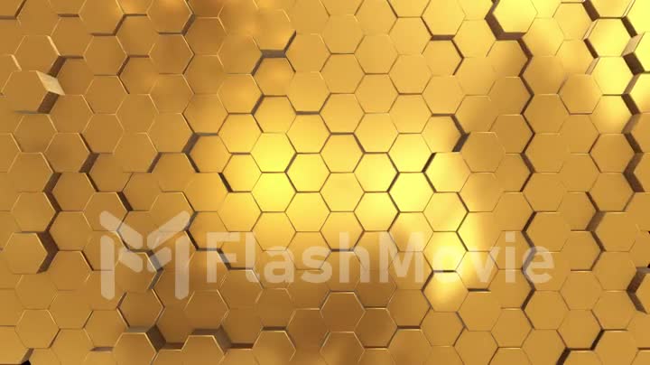 Abstract background made of shining golden hexagons