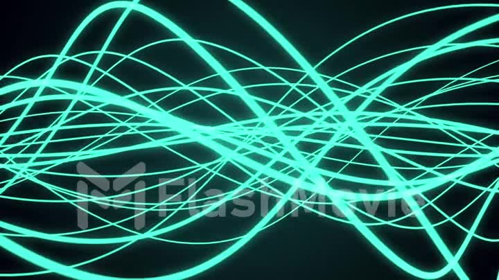 Abstract smooth sinusoidal green lines on a dark background, loop