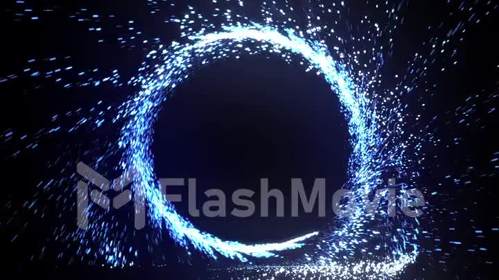 Animation of abstract blue ring of fire flame fireworks burning