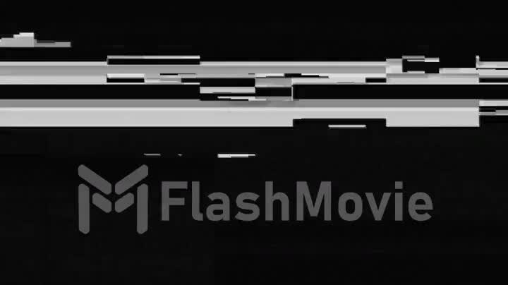 White noise on black glitch video damage background