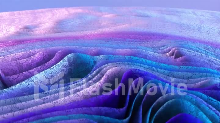 Organic blue purple abstract background wallpaper. Live folds on lace fabric move in waves. 3d animation