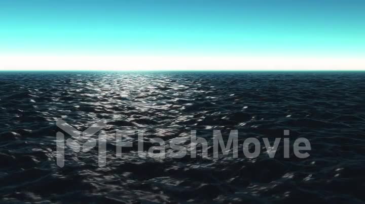 Computer generated beautiful ocean scene with shiny warm sun