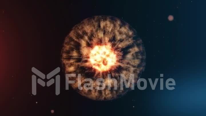Animated abstract sphere from connected dots with a glow core