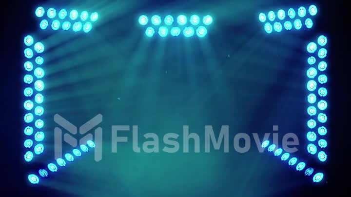 Bright stage lights flashing in blue color