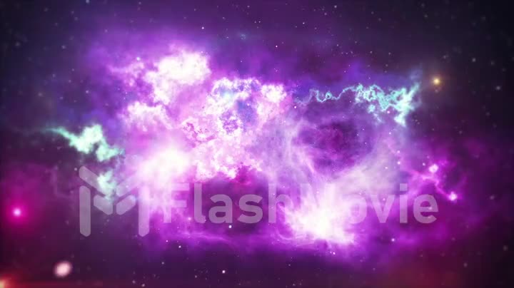 Flying into a colorful and dynamic nebula in the outer space