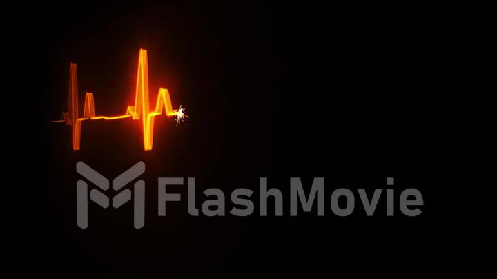 Three-dimensional fire pulse of heartbeat, two lines, seamless background