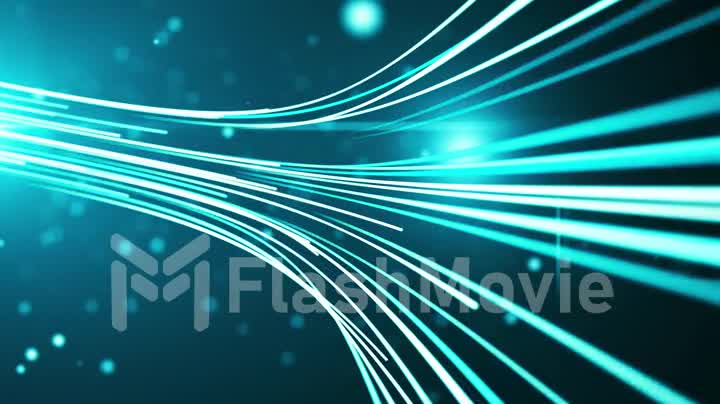 Seamless abstract background with animation moving of lines for fiber optic network