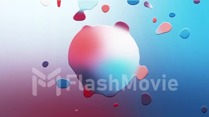 A rainbow of blue, red, pink and flowers bounces off, the drops separate from the puddle background copy space
