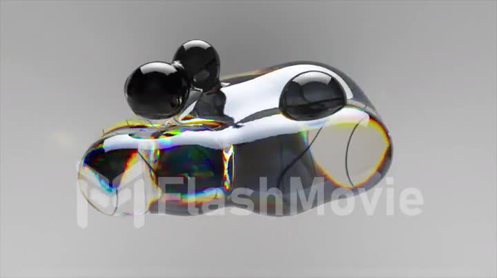 Dark liquid moves inside a transparent gel clot on an abstract background. Rainbow. Bubbles 3d animation seamless loop